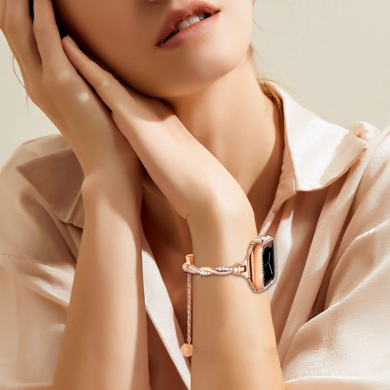 Women Luxury Rhinestone Adjustable Apple Watch Strap