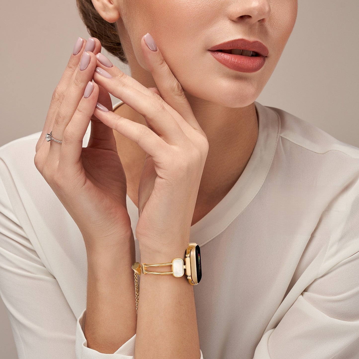 New Trendy Mother-Of-Pearl Metal Stainless Steel Watch Strap