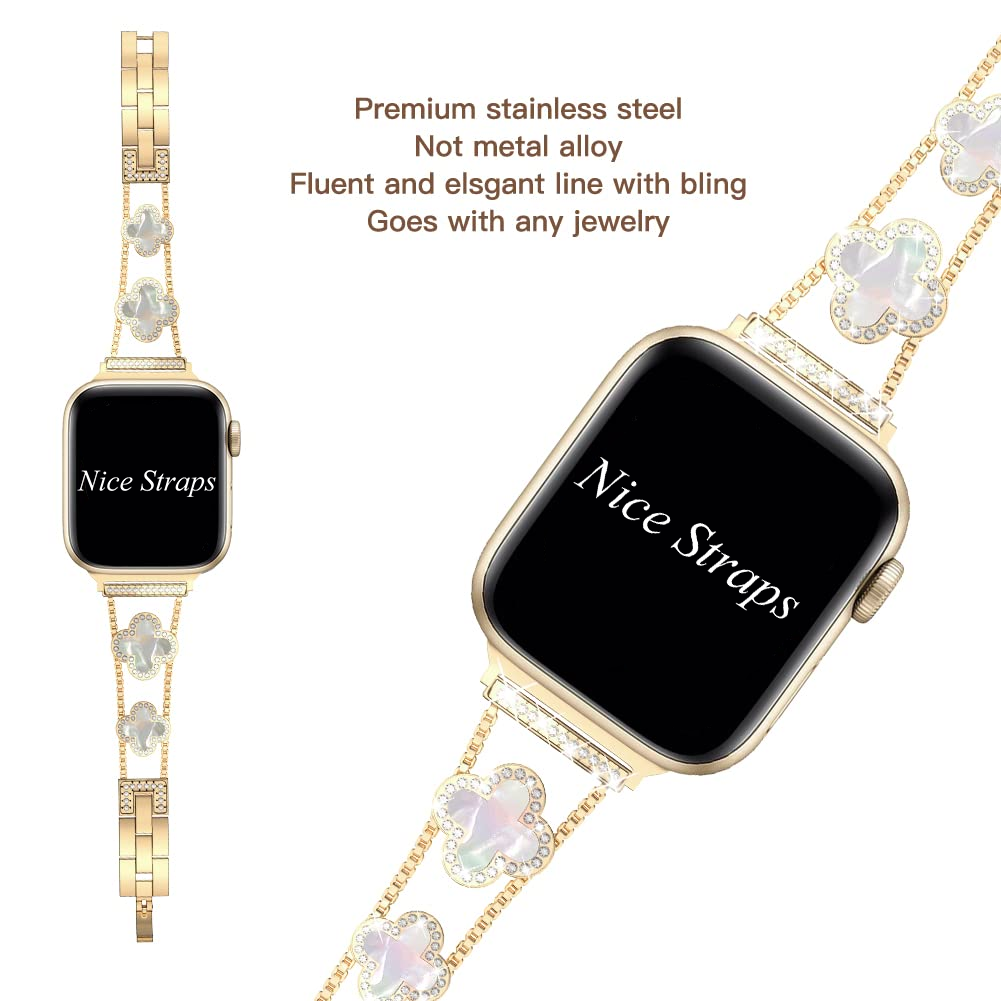 Four-Leaf Clover Diamond Accent Metal Watch Band