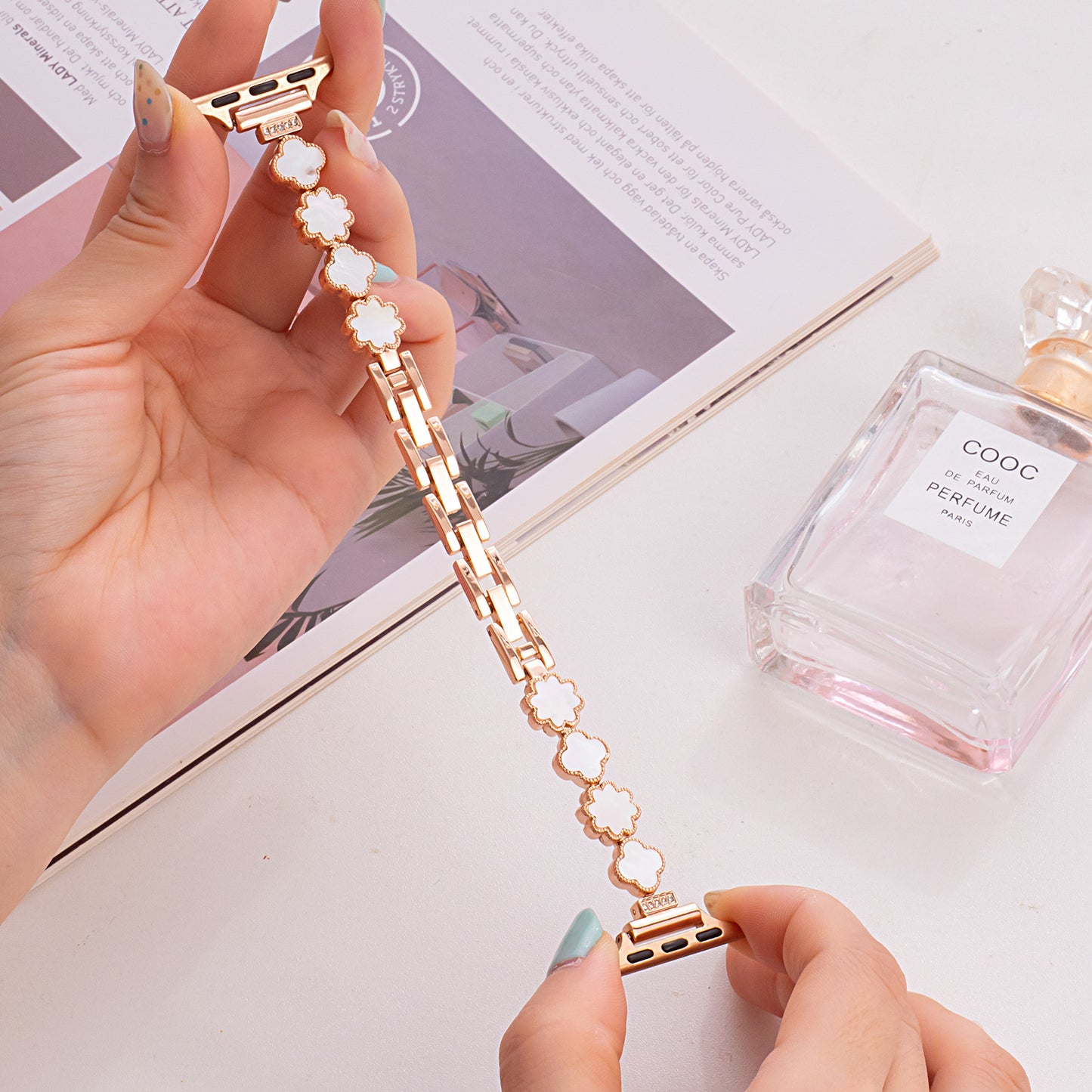 Four-Leaf Clover Metal Watch Band
