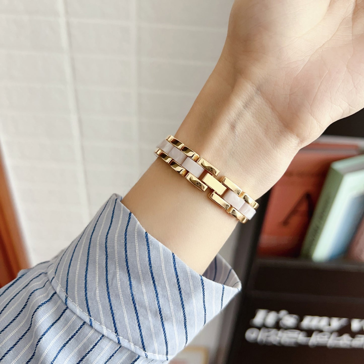 Slim Waist Metal-Resin Hybrid Watch Band