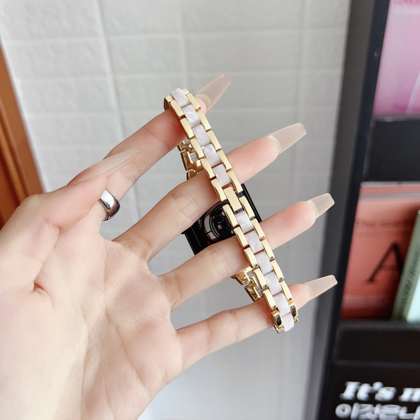 Slim Waist Metal-Resin Hybrid Watch Band