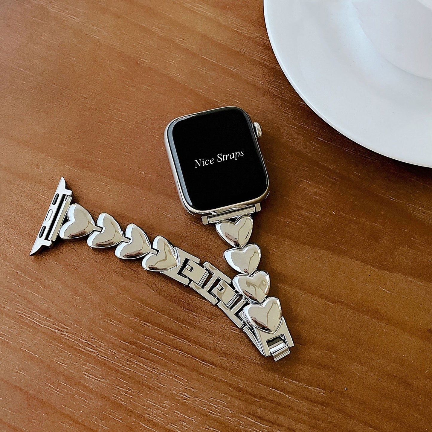 Heart Single-Row Chain Metal Watch Band
