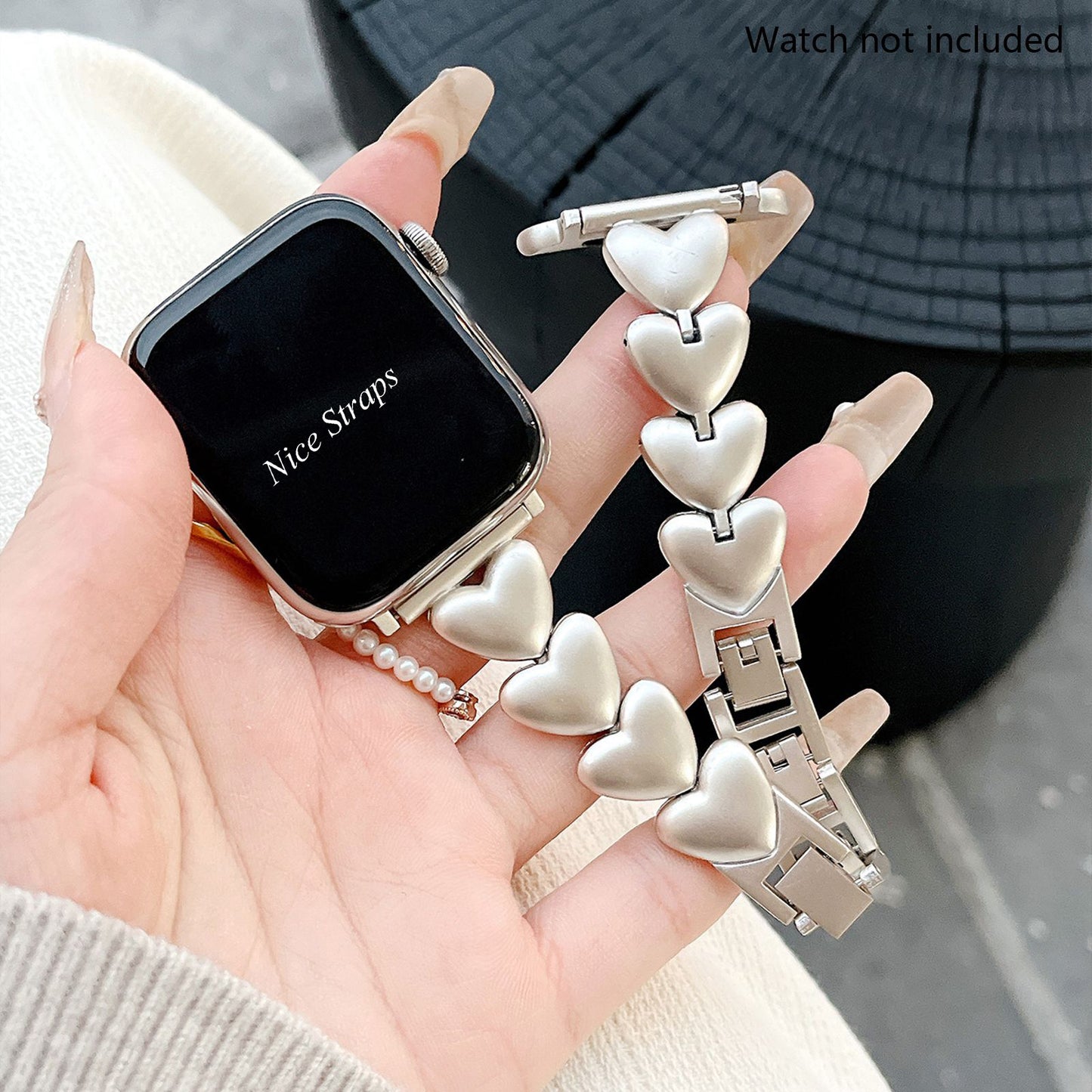 Heart Single-Row Chain Metal Watch Band
