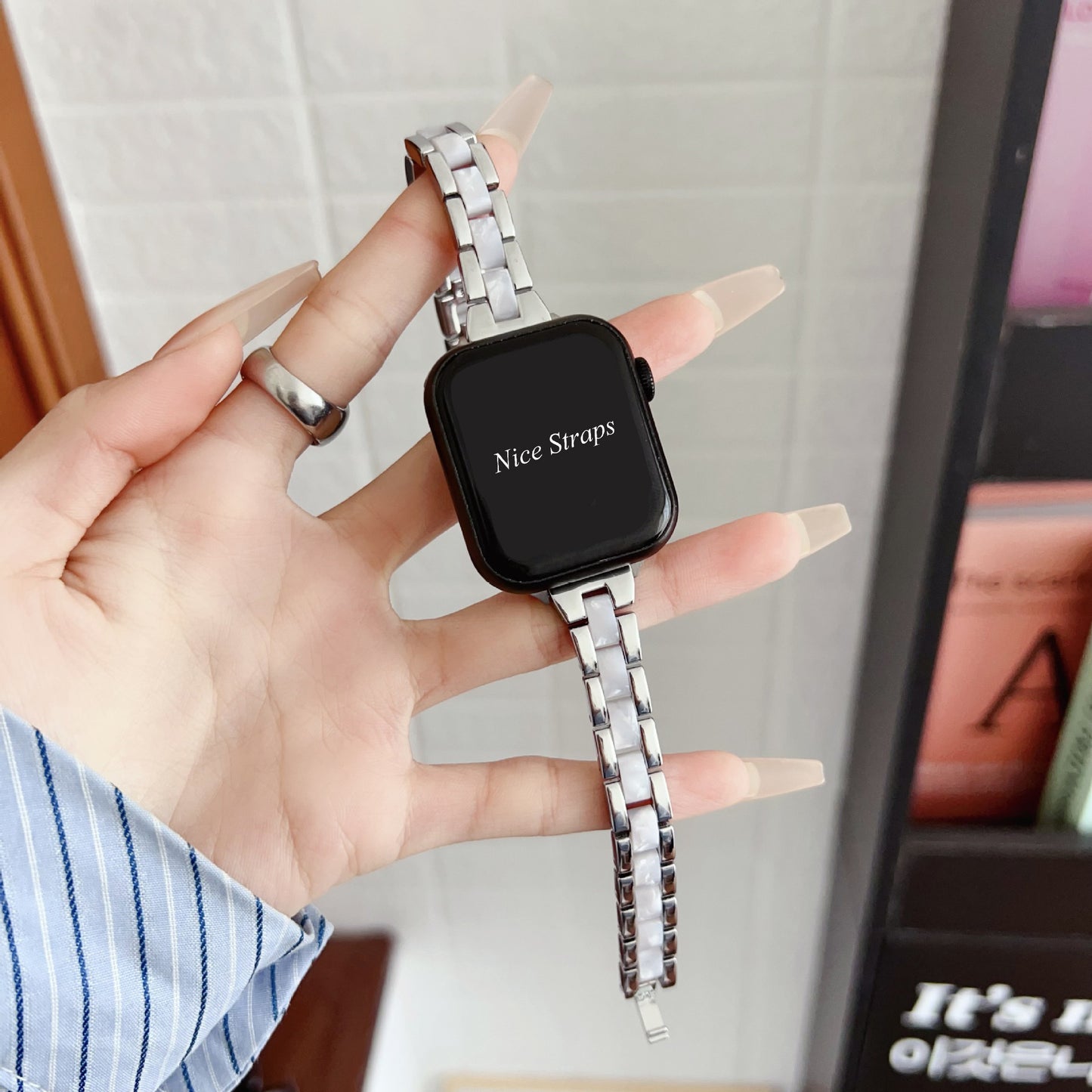 Slim Waist Metal-Resin Hybrid Watch Band