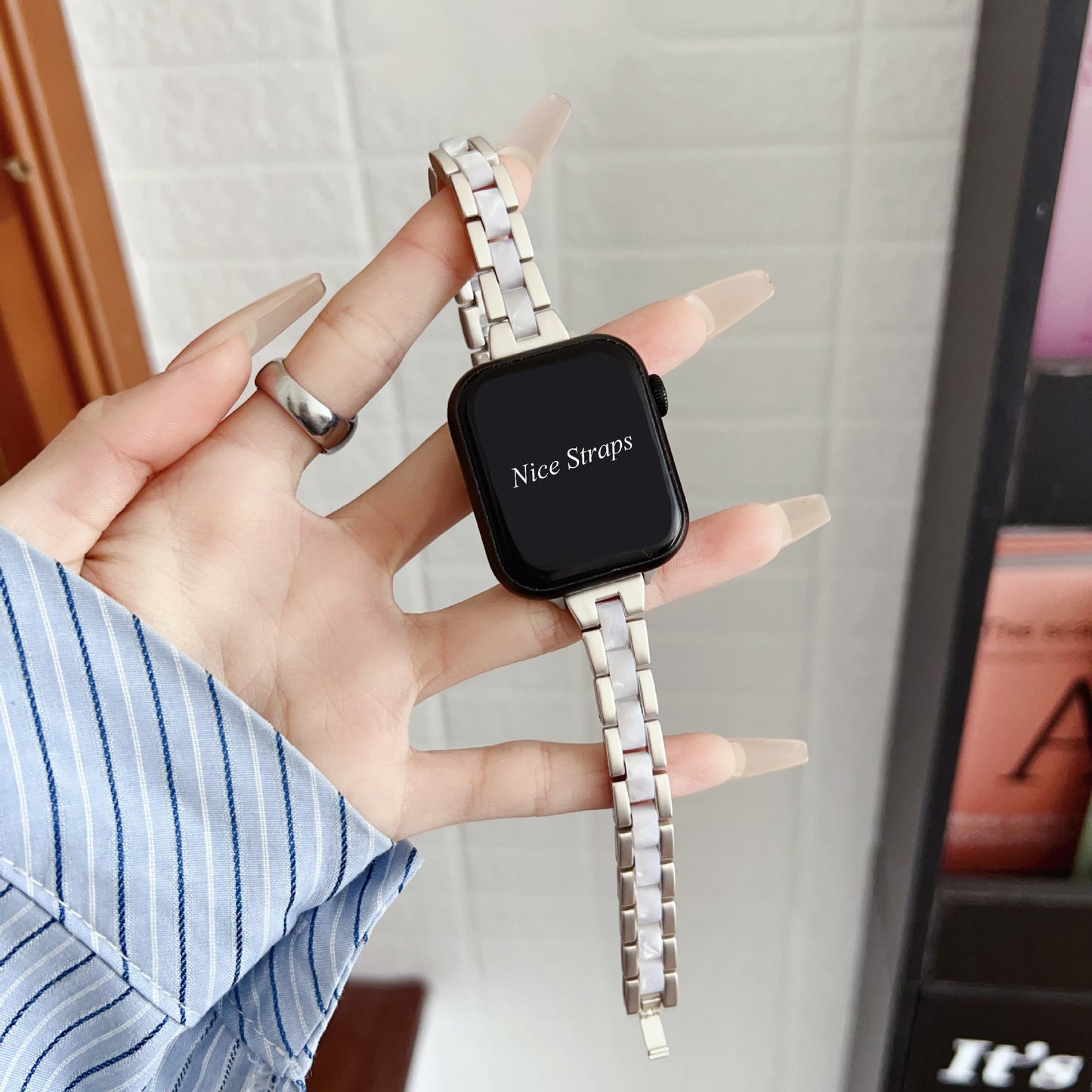 Slim Waist Metal-Resin Hybrid Watch Band