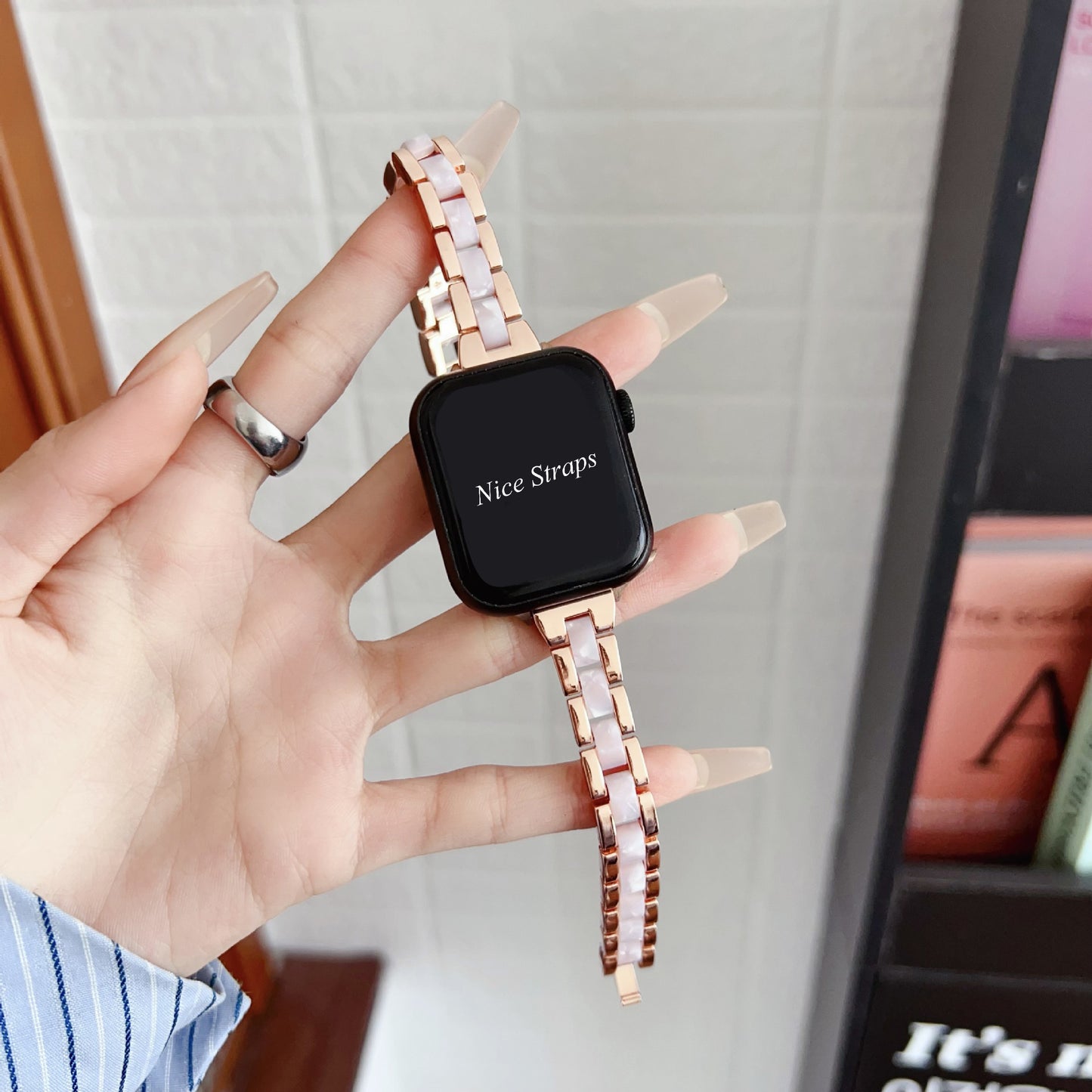 Slim Waist Metal-Resin Hybrid Watch Band