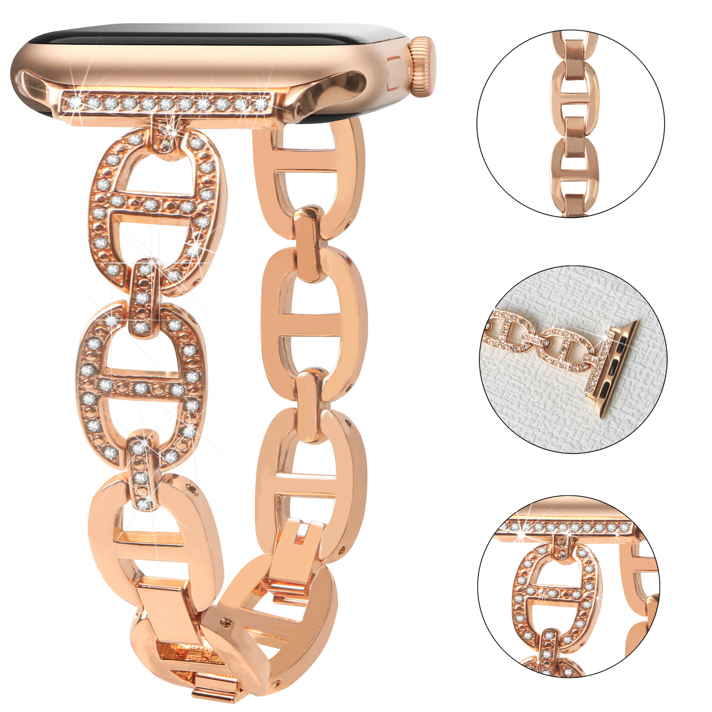 Hermès-Style Diamond Metal Bracelet