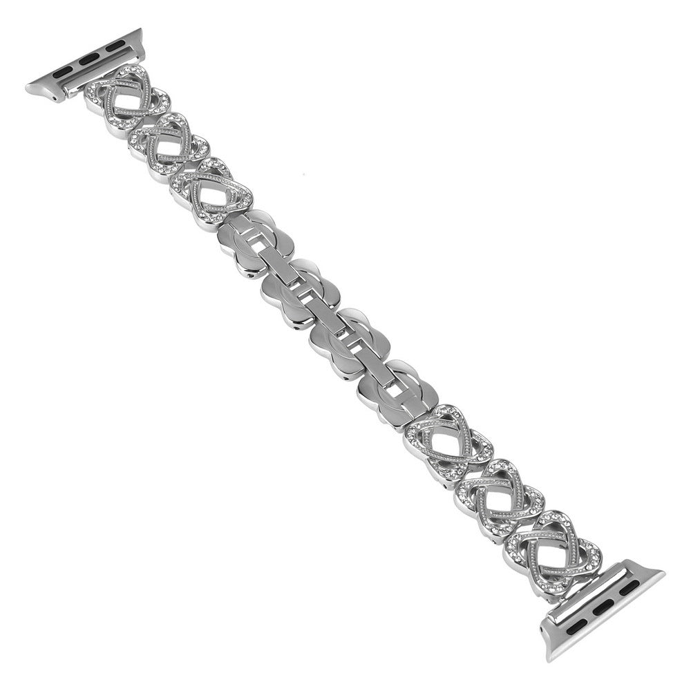 Heart-Link Diamond Metal Watch Band