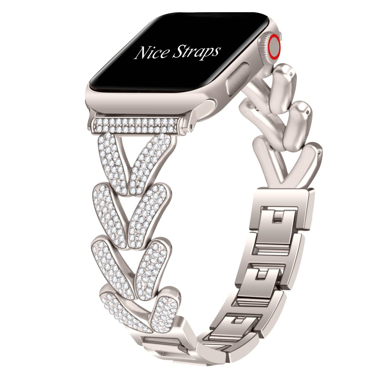 V-Shape Diamond Metal Watch Band