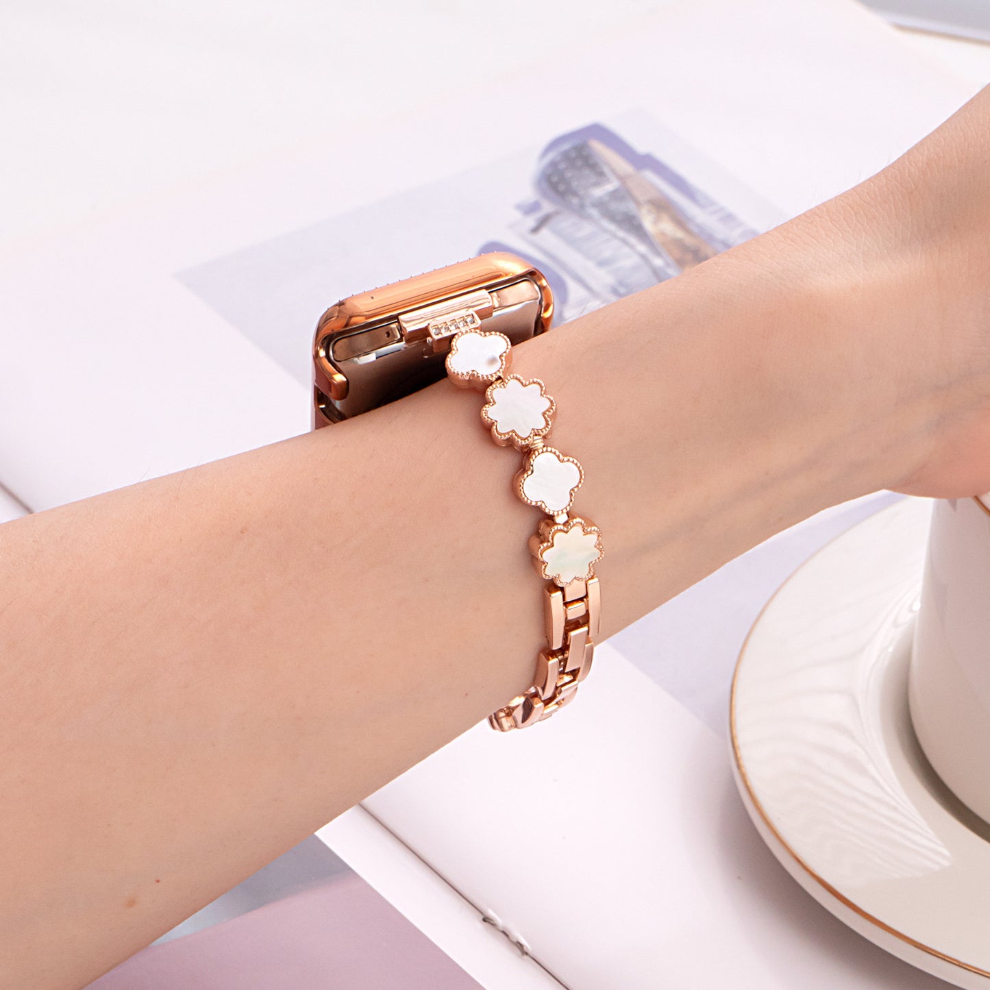 Four-Leaf Clover Metal Watch Band