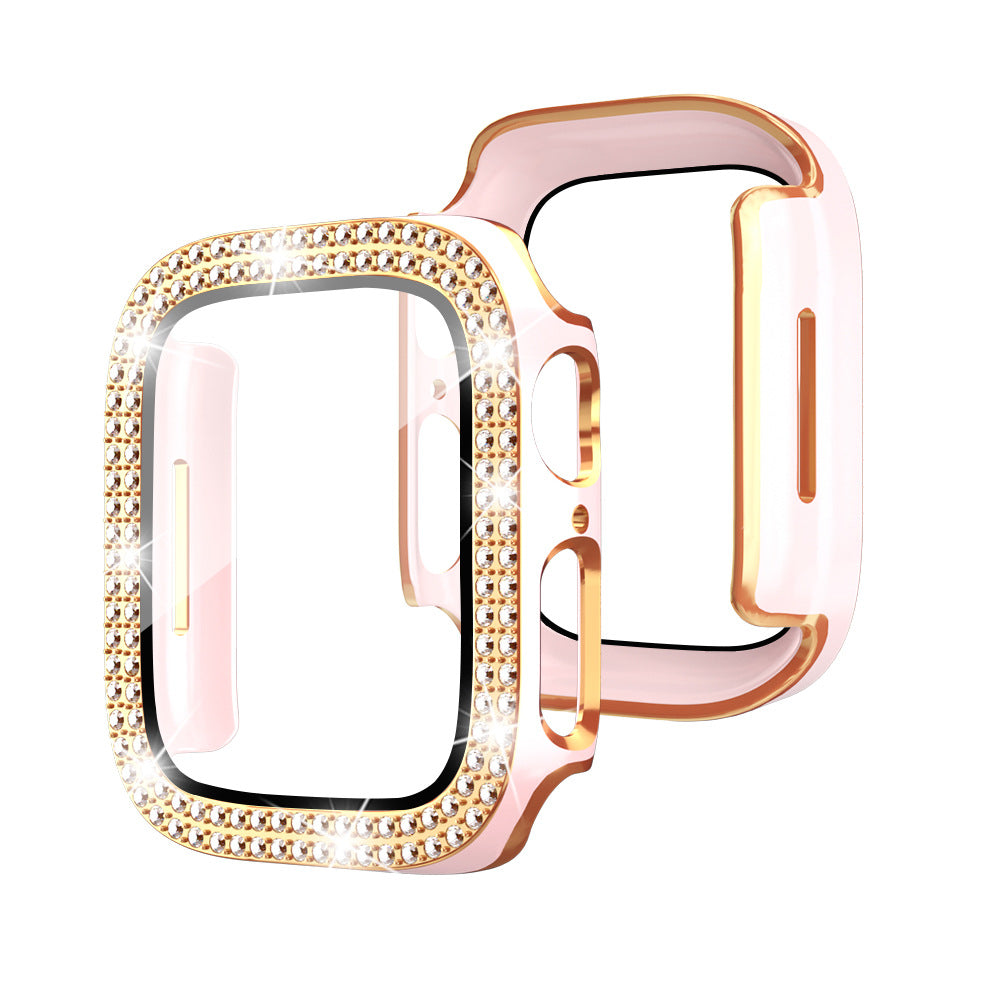 Two-Tone Double Row Diamond Case with Tempered Glass