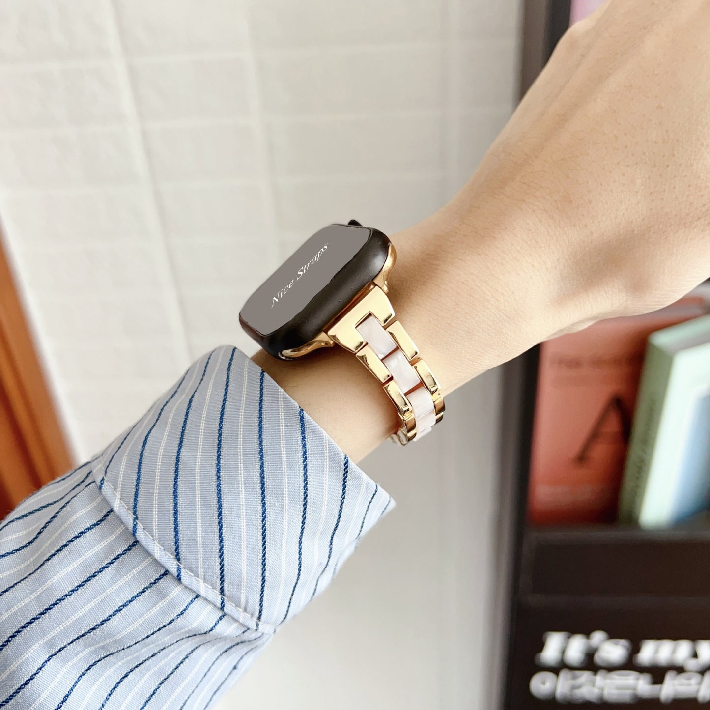 Slim Waist Metal-Resin Hybrid Watch Band
