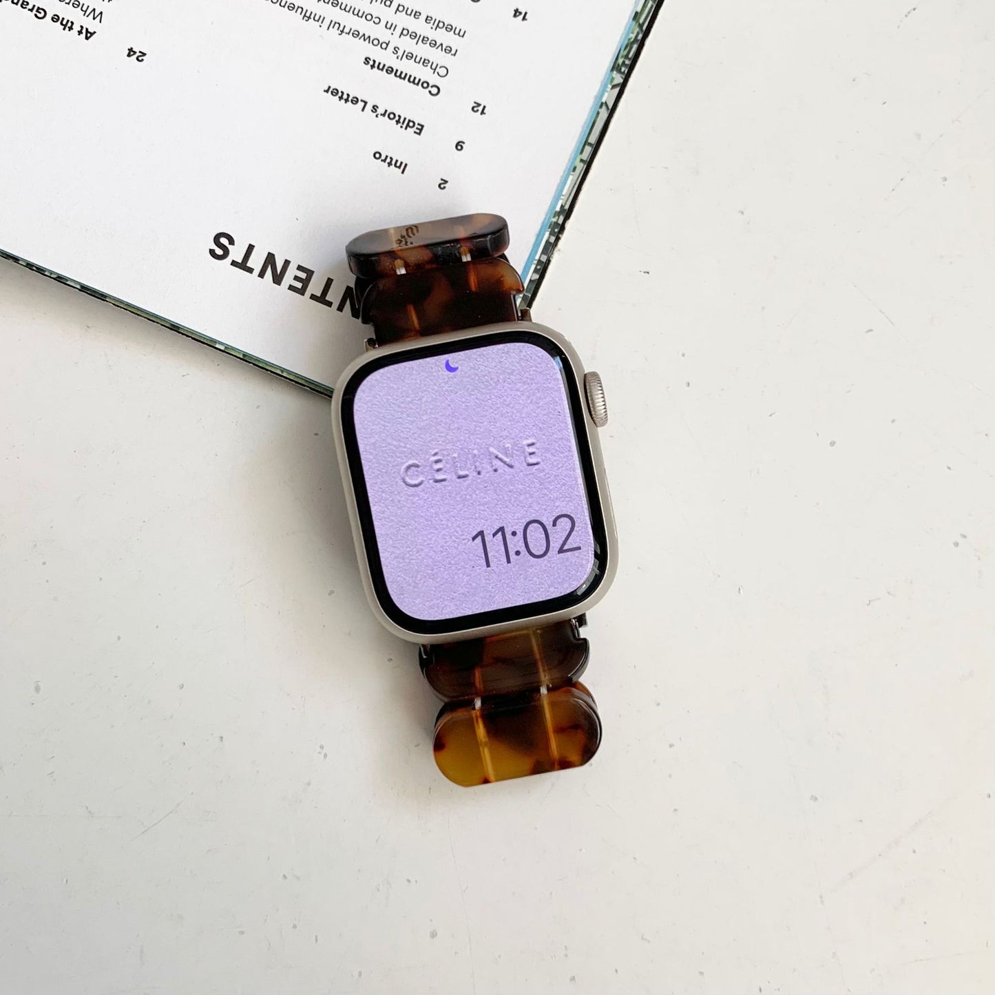 Boho Vintage Tortoiseshell Stretchy Resin Apple Watch Strap