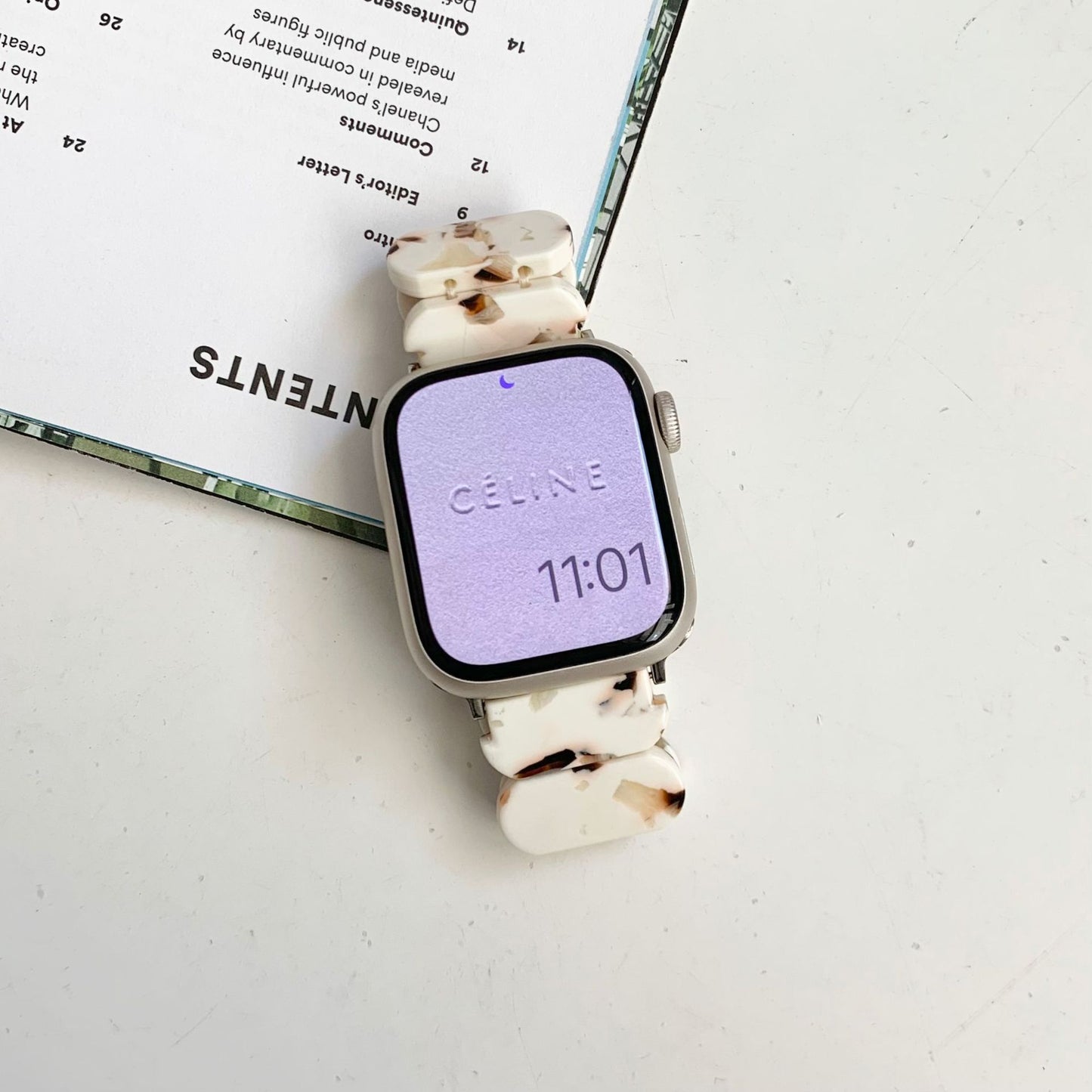 Boho Vintage Tortoiseshell Stretchy Resin Apple Watch Strap