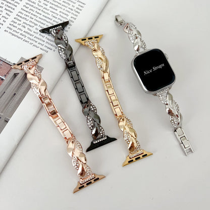 Twist Chain Rhinestone Bracelet Band for Apple Watch Women