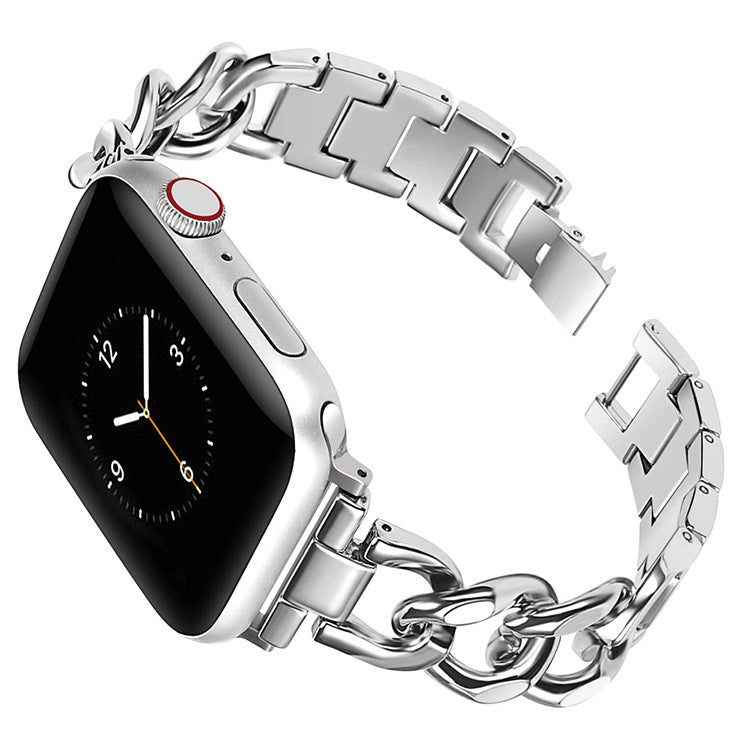 Stainless Steel Metal Cowboy Chain Ring Apple Watch Strap