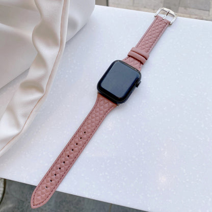 Top Grain Leather 3d Diamond Pattern Watch Strap For Apple Watch Band 38 40 41 42 44 45 Mm For Iwatch Se Series 8 7 Wristband