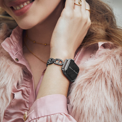 Hermès-Style Diamond Metal Bracelet