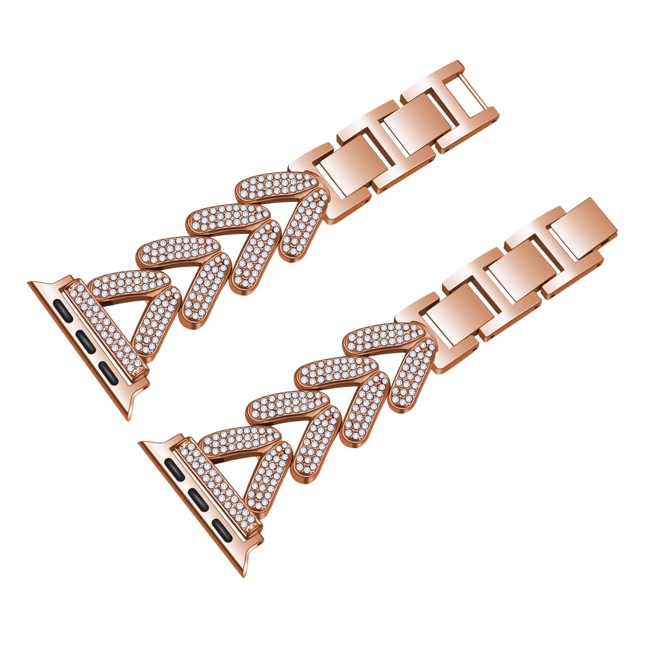 V-Shape Diamond Metal Watch Band