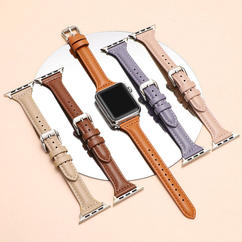 Top Layer Calfskin Genuine Leather Watch Strap For Apple Watch Band 38 40 41 42 44 45 Mm For Iwatch Se Series 8 7 Wristband