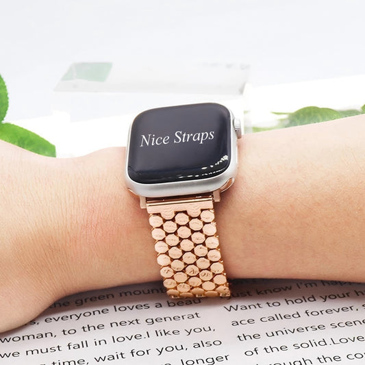 Hexagonal Scale-Pattern Metal Watch Band