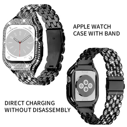 Shining Diamond Stainless Steel Integrated Protective Case Watch Strap