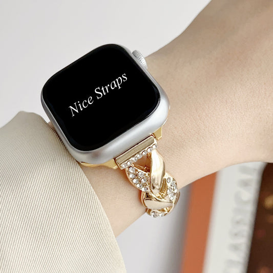 Twist Chain Rhinestone Bracelet Band for Apple Watch Women