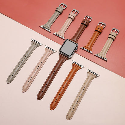 Top Layer Calfskin Genuine Leather Watch Strap For Apple Watch Band 38 40 41 42 44 45 Mm For Iwatch Se Series 8 7 Wristband