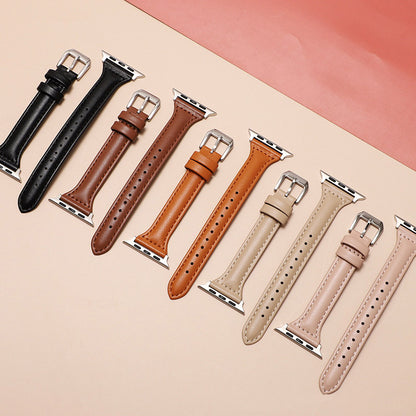 Top Layer Calfskin Genuine Leather Watch Strap For Apple Watch Band 38 40 41 42 44 45 Mm For Iwatch Se Series 8 7 Wristband