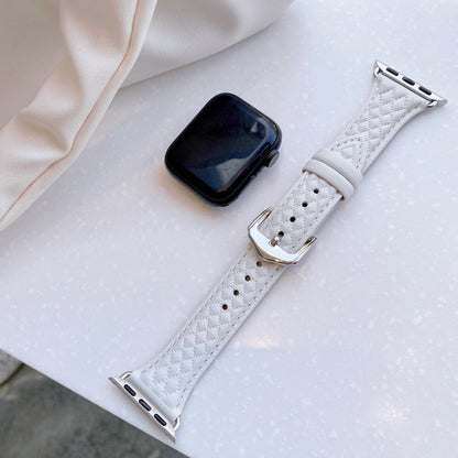 Top Grain Leather 3d Diamond Pattern Watch Strap For Apple Watch Band 38 40 41 42 44 45 Mm For Iwatch Se Series 8 7 Wristband