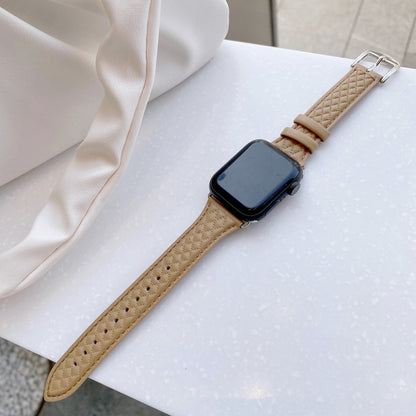 Top Grain Leather 3d Diamond Pattern Watch Strap For Apple Watch Band 38 40 41 42 44 45 Mm For Iwatch Se Series 8 7 Wristband