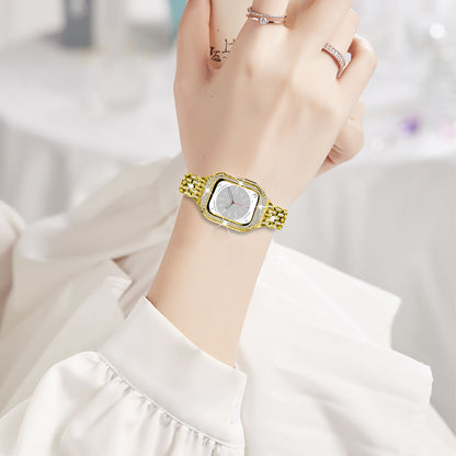 Shining Diamond Stainless Steel Integrated Protective Case Watch Strap