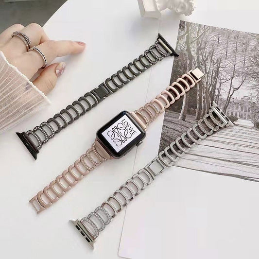 Women Jewelry Metal Bling Diamond Bracelet Watch Strap