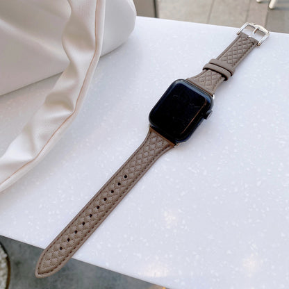 Top Grain Leather 3d Diamond Pattern Watch Strap For Apple Watch Band 38 40 41 42 44 45 Mm For Iwatch Se Series 8 7 Wristband