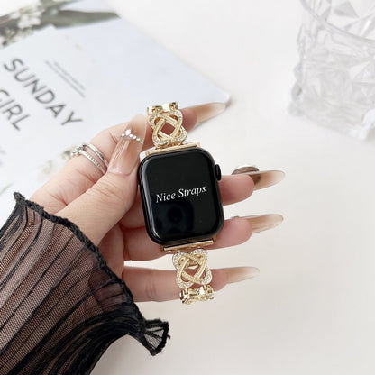 Heart-Link Diamond Metal Watch Band