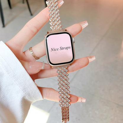 Diamond-Cut Rhombus Metal Watch Band