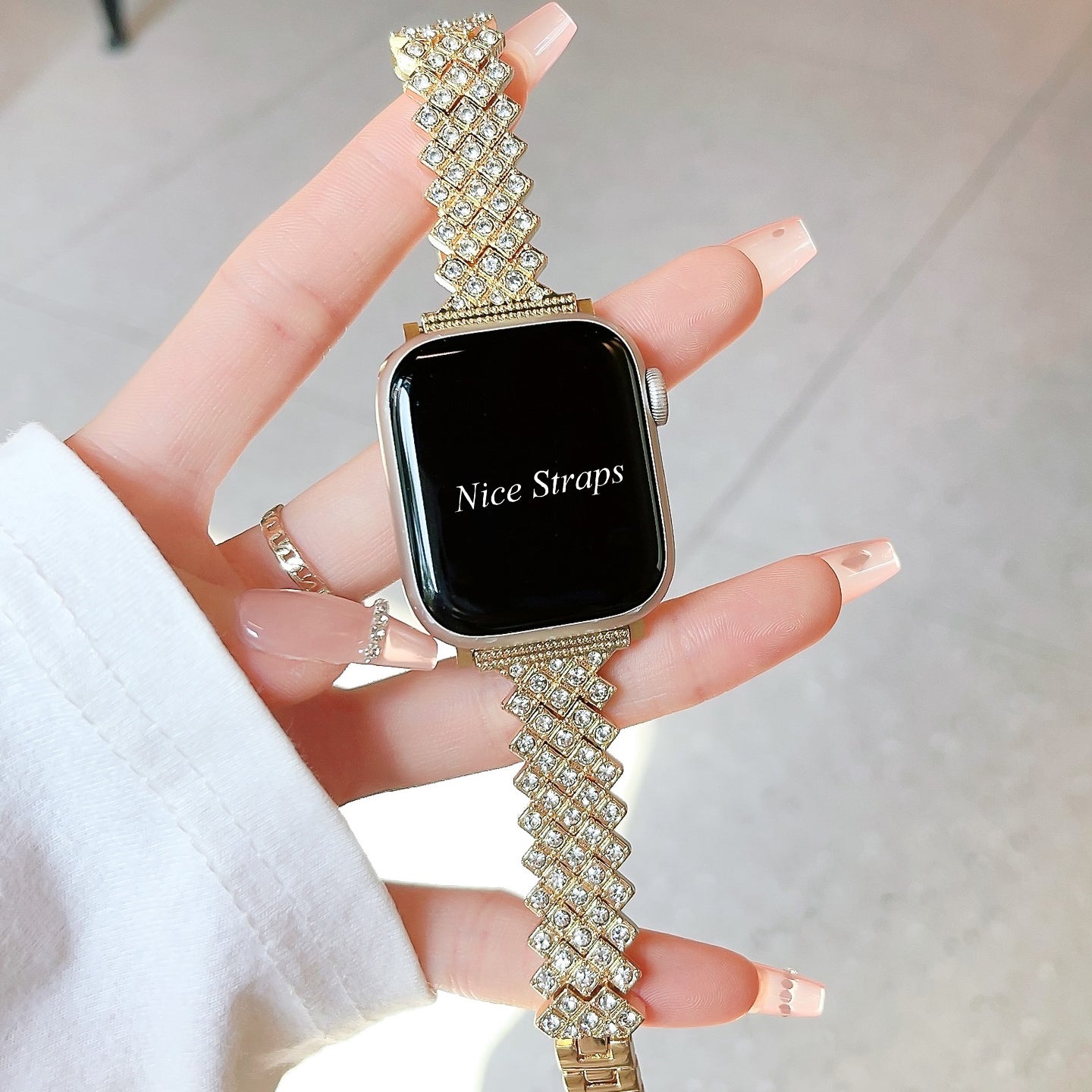 Diamond-Cut Rhombus Metal Watch Band