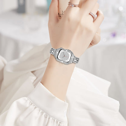 Shining Diamond Stainless Steel Integrated Protective Case Watch Strap