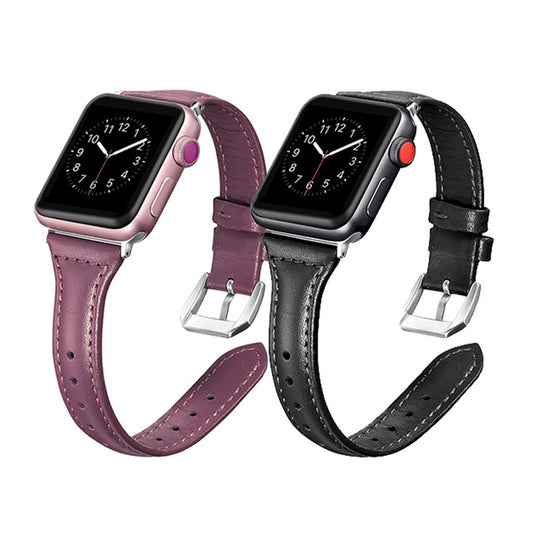 Small Waist Genuine Leather Watch Strap For Apple Watch Band 38 40 41 42 44 45 Mm For Iwatch Se Series 7 6 5 Bracelet Wristband