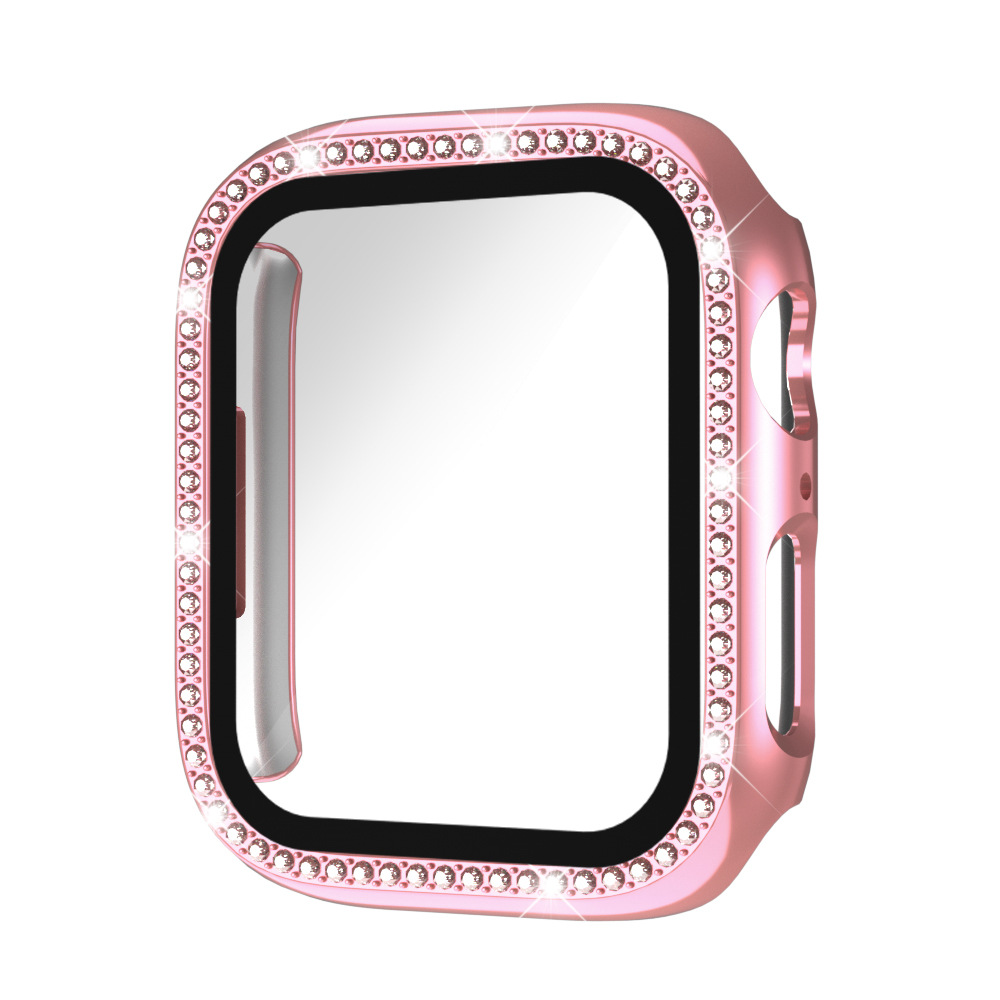 Women Bling Diamond Rhinestone Case with Built-in Tempered Glass