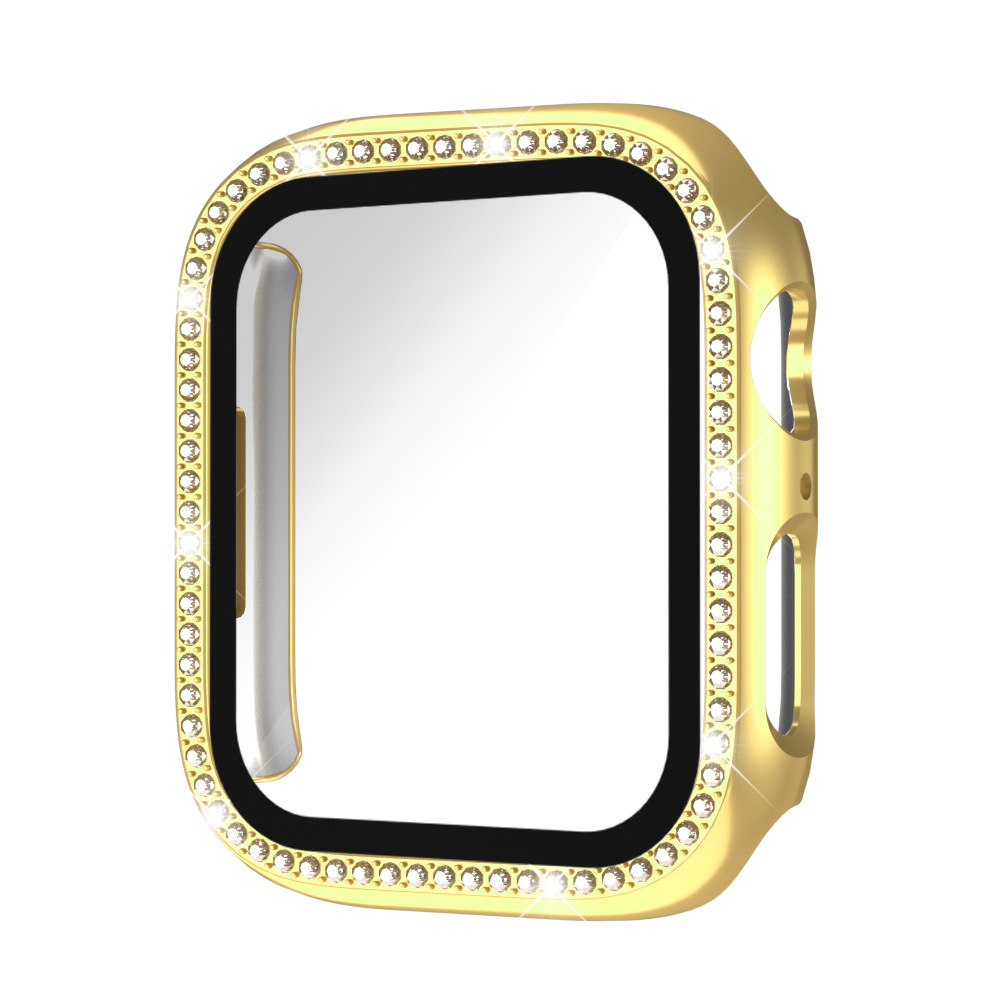Women Bling Diamond Rhinestone Case with Built-in Tempered Glass
