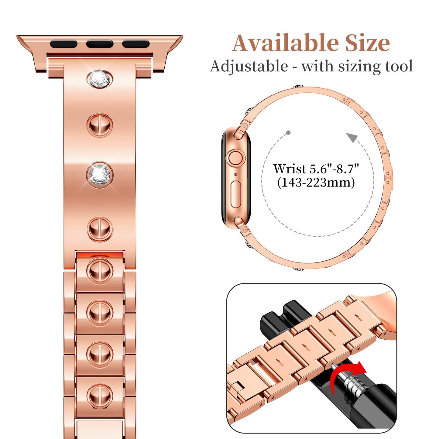 Cartier-Style Diamond Accent Metal Watch Band