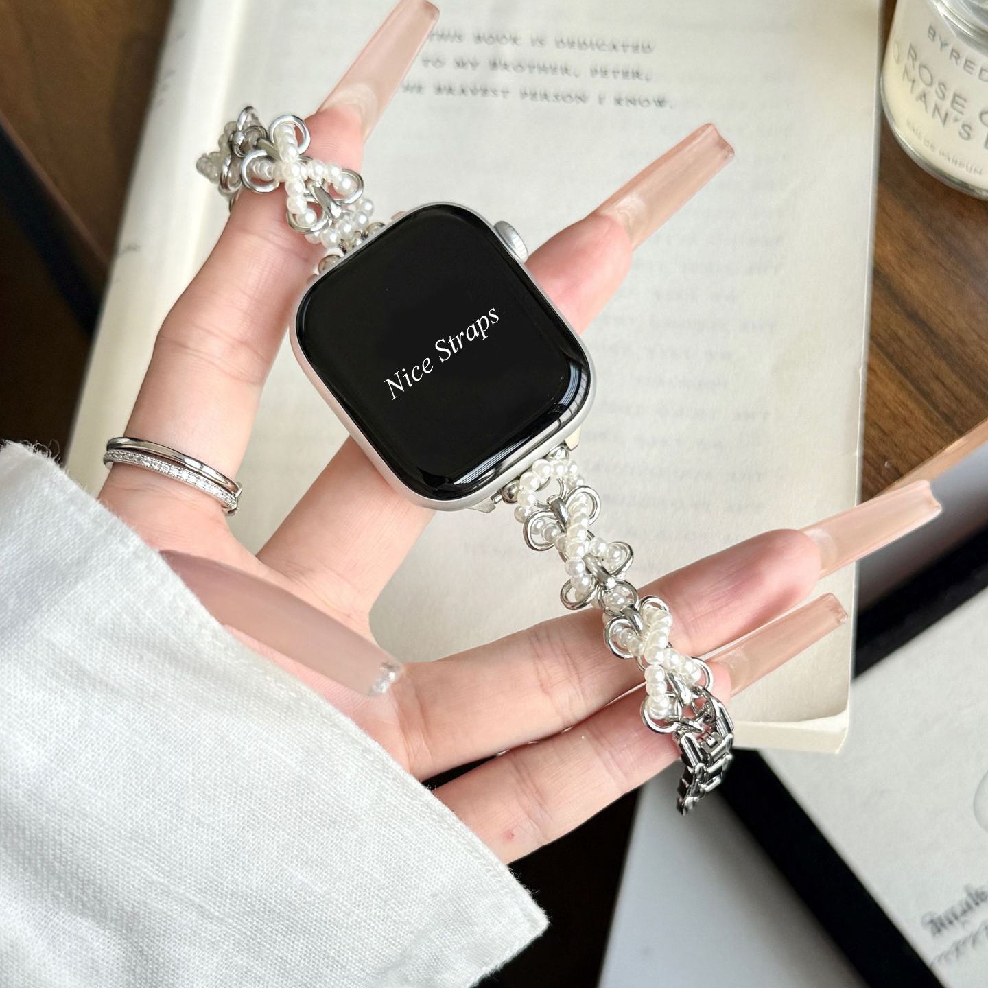 Chanel-Style Pearl Metal Watch Band