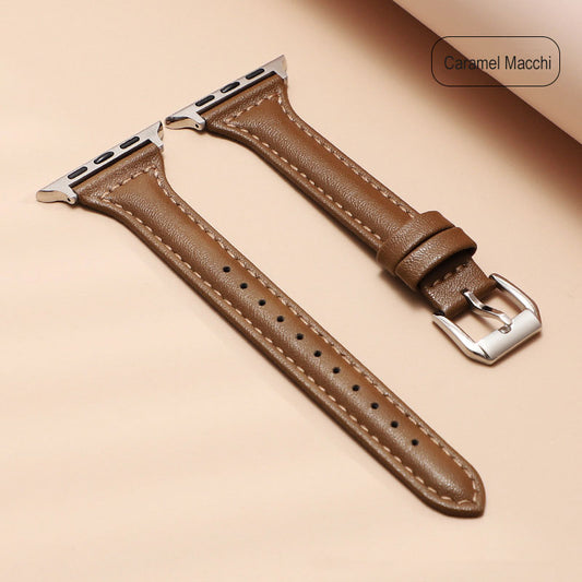 Top Layer Calfskin Genuine Leather Watch Strap For Apple Watch Band 38 40 41 42 44 45 Mm For Iwatch Se Series 8 7 Wristband