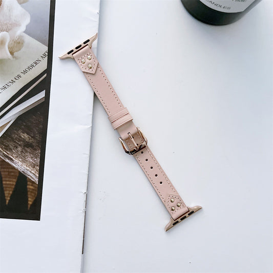 Slim Thin Genuine Leather Watch Strap For Apple Watch Band 38 40 41 42 44 45 49 Mm For Iwatch Series Ultra 8 7 Wristband