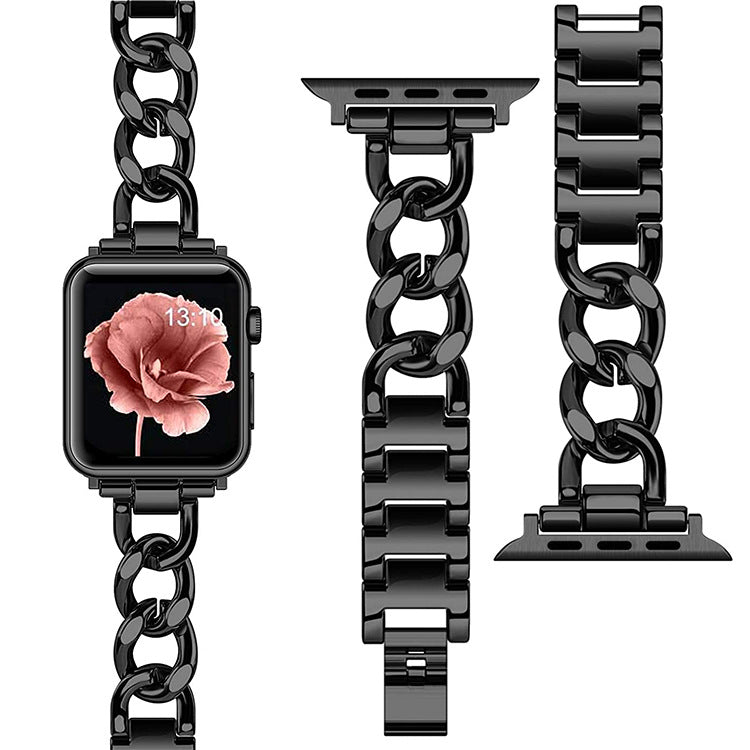 Stainless Steel Metal Cowboy Chain Ring Apple Watch Strap