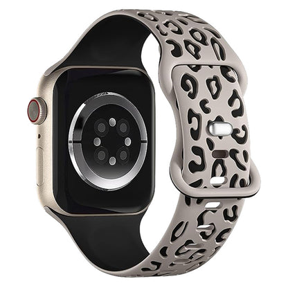 Leopard Engraved Two-Tone Silicone Apple Watch Strap