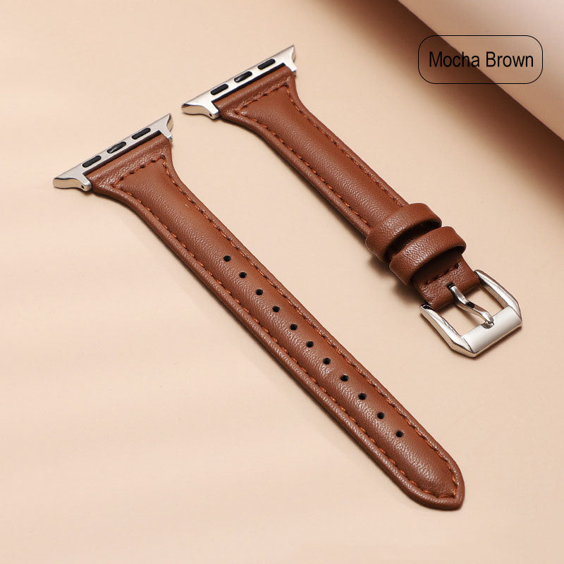 Top Layer Calfskin Genuine Leather Watch Strap For Apple Watch Band 38 40 41 42 44 45 Mm For Iwatch Se Series 8 7 Wristband