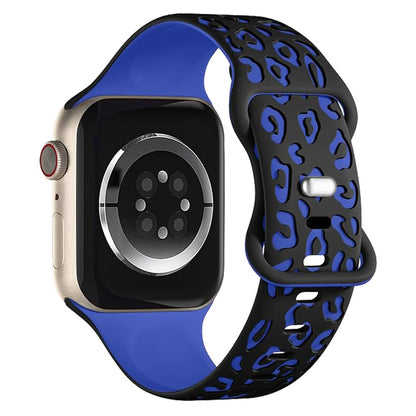 Leopard Engraved Two-Tone Silicone Apple Watch Strap